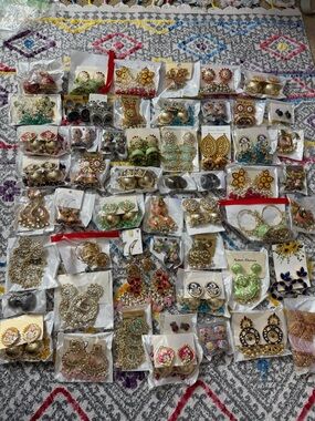 50 + Assorted Women's Gold-Tone and Multicolor Fashion Earrings - Box 4